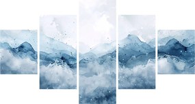 Obraz - Chmury i fale, akwarela (125x70 cm)