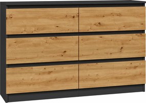 Podwójna komoda z szufladami antracyt + dąb artisan H0-S86