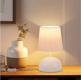 NETTLIFE Lampka nocna z kablem, biała, materiałowa lampa stołowa, nowoczesna lampka nocna do sypialni z kablem (żarówka nie jest dołączona)
