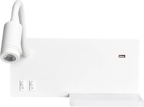 Kinkiet SHELF LED/4W+LED/5W+LED/2W/230V + port USB biały