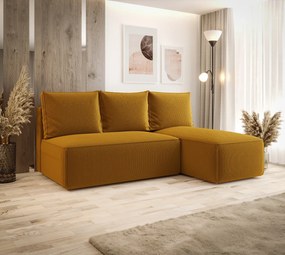 Musztardowy narożnik rozkładany z pojemnikiem C3-M68