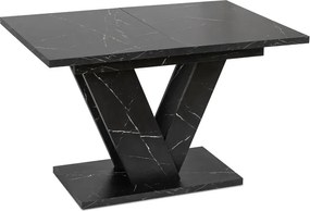 Zestaw Stół Prostokątny Rozkładany CLARK 120-160 cm Czarny Marmur i 4 Krzesła Tapicerowane do Jadalni RIO Beżowe Welurowe Loft