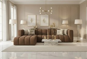 Narożnik w kształcie L GRAND 318 cm, tkanina Salvador, Ciemnobrązowy, Lewy