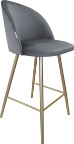 Hoker Colin krzesło barowe tkanina Welur podstawa metalowa hoker nowoczesny : Kolor nogi - Złota stożek, Kolor tkaniny - VELVET - BL14, Typ siedziska - Siedzisko stałe