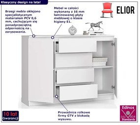 Biała duża komoda z szufladami - Karius 3X 140 cm