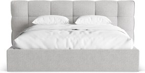 Szare tapicerowane łóżko dwuosobowe ze schowkiem ze stelażem 140x200 cm Eric – Micadoni