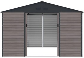 Wiata ogrodowa ADELMO ze stali galwanizowanej, drewnopodobnej – kolor szary – 10,98 m²