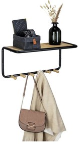 Czaro-naturalny metalowy wieszak ścienny z półką Loft – Wenko