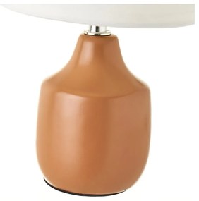 Biało-brązowa ceramiczna lampa stołowa z tekstylnym kloszem (wys. 24 cm) – Casa Selección