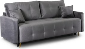 Sofa z Funkcją Spania SEUL Rozkładana Dwuosobowa Welurowa Szara Glamour