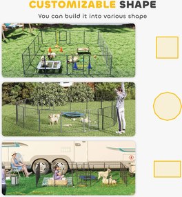 PawHut Kojec dla szczeniąt, 16-częściowy składany wybieg z drzwiami dla małych i średnich psów, 3,2 x 3,2 x 0,8 m, Grau | Aosom PL