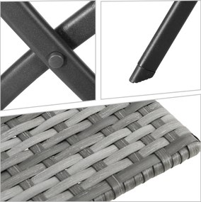 Outsunny Zestaw Bistro 3cz Rattan Polyrattan Stół i Krzesła do Ogrodu Balkonu Szary Wymiary 60x60x72cm | Aosom PL