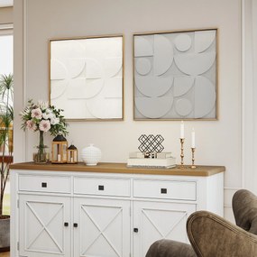 HOMCOM Dekoracja ścienna 3D 2-częściowy zestaw geometryczna dekoracja ścienna nowoczesna do salonu, przedpokoju, 80 x 3,5 x 80 cm, biały | Aosom PL