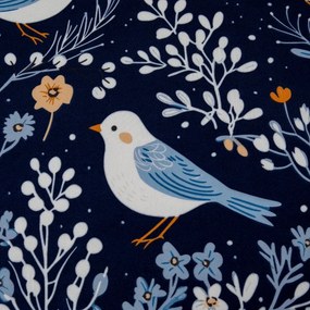 PrzytulneMieszkanie.pl Prześcieradło z mikrofibry DENIM BIRDS niebieskie 90x200 cm