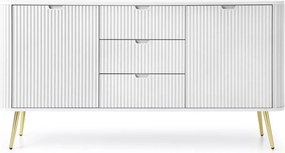 Komoda nowoczesna Fulgeo 168cm szuflady szafki ryflowana loft glamour czarna kaszmir biała