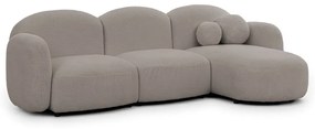 Szary narożnik z materiału bouclé (prawostronny/z szezlongiem) Orbit – Ropez