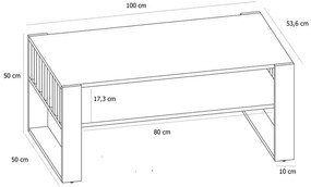 Prostokątna Ława Czarny Biały Lamelowa Do Salonu + K1-C50
