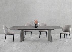 Nowoczesny stół rozkładany Nexus  200(280)×90 cm zachwyca eleganckim białym blatem z masy ceramicznej i solidną podstawą ze stali szczotkowanej. Styl, trwałość i funkcjonalność w jednym – idealny do jadalni i salonu.