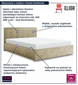Beżowe tapicerowane łóżko z pojemnikiem 5 rozmiarów N5-E67