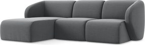 Szary aksamitny narożnik (lewostronny/z szezlongiem) Lani – Makamii
