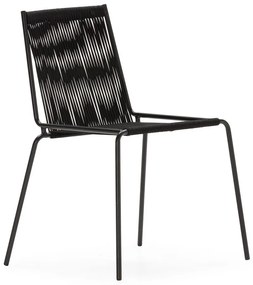 Czarne metalowe krzesła zestaw sztaplowane 2 szt. Emily – Marckeric