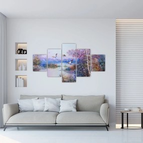 Obraz - Idzie jesień, obraz olejny (125x70 cm)
