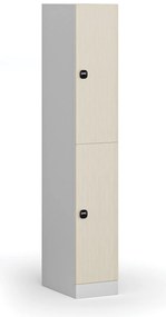 Szafka skrytkowa S1, 2 schowki, 1850 x 300 x 500 mm, zamek RFID, drzwi laminowane, dąb naturalny