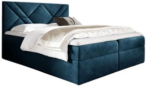 Granatowe welurowe łóżko kontynentalne 5 rozmiarów - Velvaro
