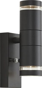 Nowoczesna lampa ścienna zewnętrzna czarna 2-punktowa IP44 z czujnikiem zmierzchu - Dubbla