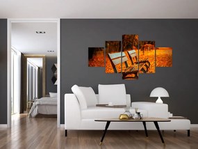 Obraz ławki jesienią (125x70 cm)