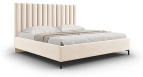 Beżowe tapicerowane łóżko dwuosobowe ze schowkiem i stelażem 160x200 cm Casey – Mazzini Beds