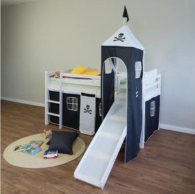 Łóżko piętrowe 90x200 cm Czarny Pirat