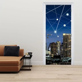 Fototapeta na drzwi - Wielkie miasto nocą (95x205cm)