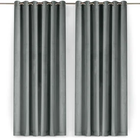 Szara aksamitna zasłona częściowo zaciemniająca (dimout) 530x270 cm Velto – Filumi