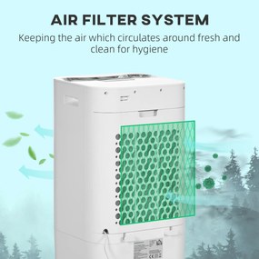 Klimatyzator HOMCOM, Chłodziarka, 3 Tryby, Funkcja Timera, na Kółkach, Plastik, Biały