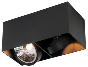 Designerski reflektor czarny prostokątny AR111 2-światła - BoxDesignerski Oswietlenie wewnetrzne