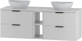 Biały Zestaw do Łazienki 140cm Szafka Regał Blat Umywalka Pile