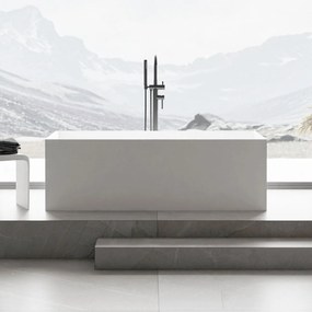 Wanna wolnostojąca LUNA STONE odlew mineralnyBiały mat - 170 x 72 x 55 cm