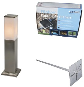 Zewnetrzna Lampa zewnętrzna stalowa 45cm IP44 - Malios z kołkiem gruntowym i wpustem kablowym Nowoczesny Oswietlenie zewnetrzne