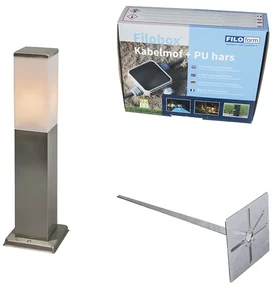 Zewnetrzna Ogrodowa lampa słupkowa stalowa 45cm IP44 - Malios z kolcem i oprawą kablowej Nowoczesny Oswietlenie zewnetrzne