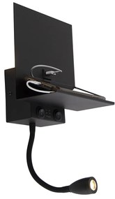 Inteligentna lampa ścienna czarna z USB i ramieniem giętkim w tym Wifi G9 - Flero Nowoczesny Oswietlenie wewnetrzne