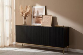 Komoda Nicole 200 cm - czarny mat / złote nóżki
