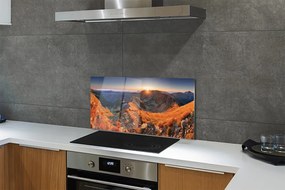 Panel szklany do Kuchni Szkarłatny Zachód w Alpach