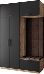Masseno Garderoba REMA 150/240/60 cm Nowoczesna Szafa do Przedpokoju Dąb lefkas, MONOLITH 29 (Brązowy)