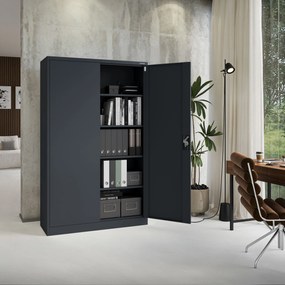 Szafa biurowa metalowa na akta antracytowa JAN II, 1150 x 1850 x 400 mm