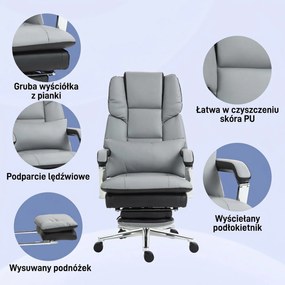 HOMCOM Krzesło Biurowe do Biurka Regulacja Wysokości Domowe Biuro Pianka Ciemnoszare | Aosom PL