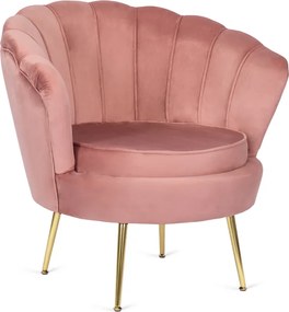 Fotel Wypoczynkowy do Salonu ANGEL Muszelka Różowy Welurowy Nowoczesny