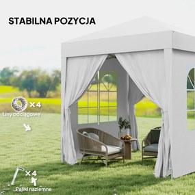 Outsunny Altana Ogrodowa 2x2m Składana 4 Ściany Boczne z Oknami Metal Oxford | Aosom PL
