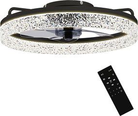 HOMCOM Wentylator sufitowy z oświetleniem, ściemnialny wentylator LED z pilotem do sypialni i salonu, czarny | Aosom PL
