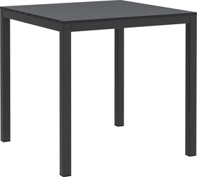 Outsunny Stół Ogrodowy z Aluminium 73x73 cm Odporny na Warunki Atmosferyczne, Bufetowy z Wyglądem Drewna, Kempingowy dla 4 Osób, Czarny